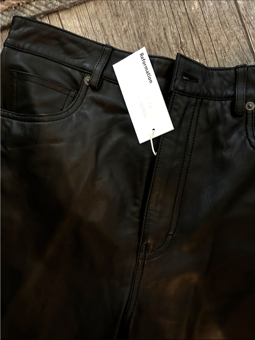 NWT Reformation Veda Kennedy Wide Leg Leather Pants 8 - Picture 2 of 4